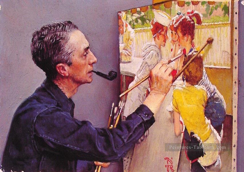 ソーダジャークを描くノーマン・ロックウェルの肖像 1953年 ノーマン・ロックウェル油絵